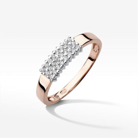 Pierścionek W0418 z diamentami różowe złoto