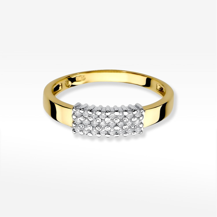 Pierścionek z żółtego złota z diamentami  - próba 585 0,21CT W-418A