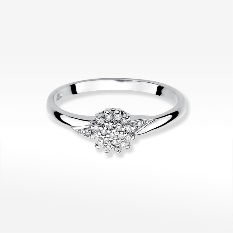 Pierścionek z białego złota z diamentami  - próba 585 0,11CT W-419B