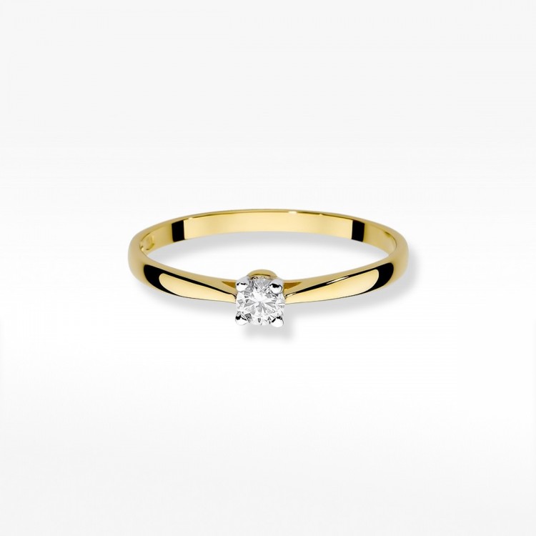 Pierścionek z żółtego złota z diamentem - próba 585 0,15CT W-335A
