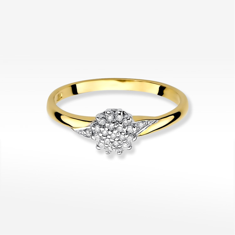 Pierścionek z żółtego złota z diamentami  - próba 585 0,11CT W-419A