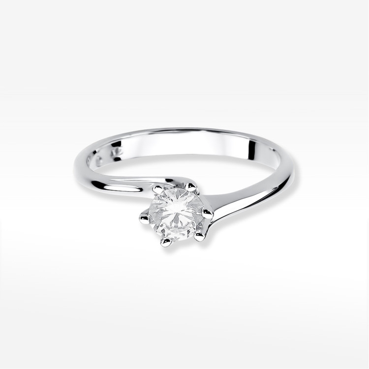 Pierścionek z białego złota z diamentem - próba 585 0,50CT W-423B