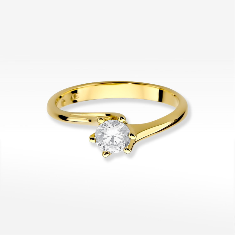 Pierścionek z żółtego złota z diamentem - próba 585 0,50CT W-423A