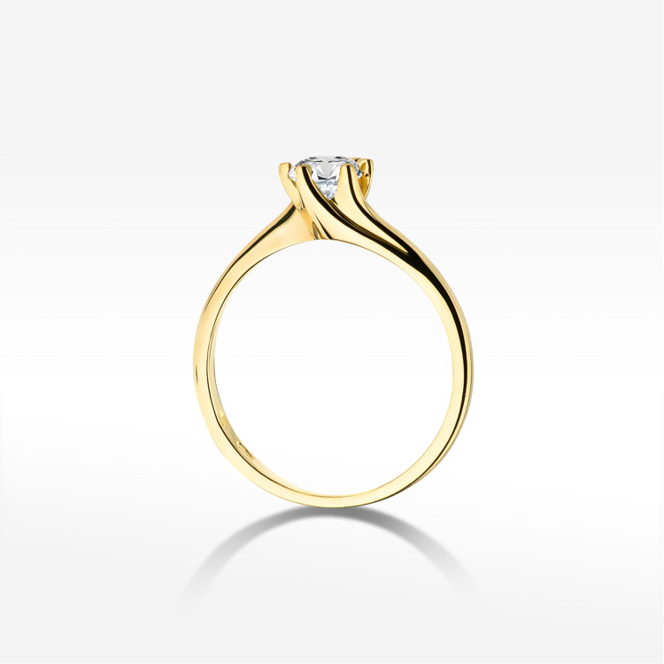 Pierścionek z żółtego złota z diamentem - próba 585 0,50CT W-423A