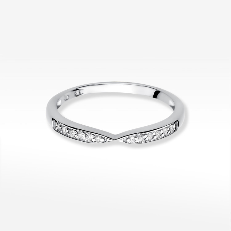 Pierścionek z białego złota z diamentami  - próba 585 0,10CT W-425B
