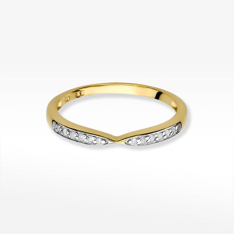 Pierścionek z żółtego złota z diamentami  - próba 585 0,10CT W-425A