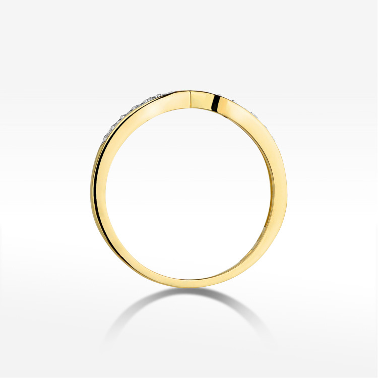 Pierścionek z żółtego złota z diamentami  - próba 585 0,10CT W-425A