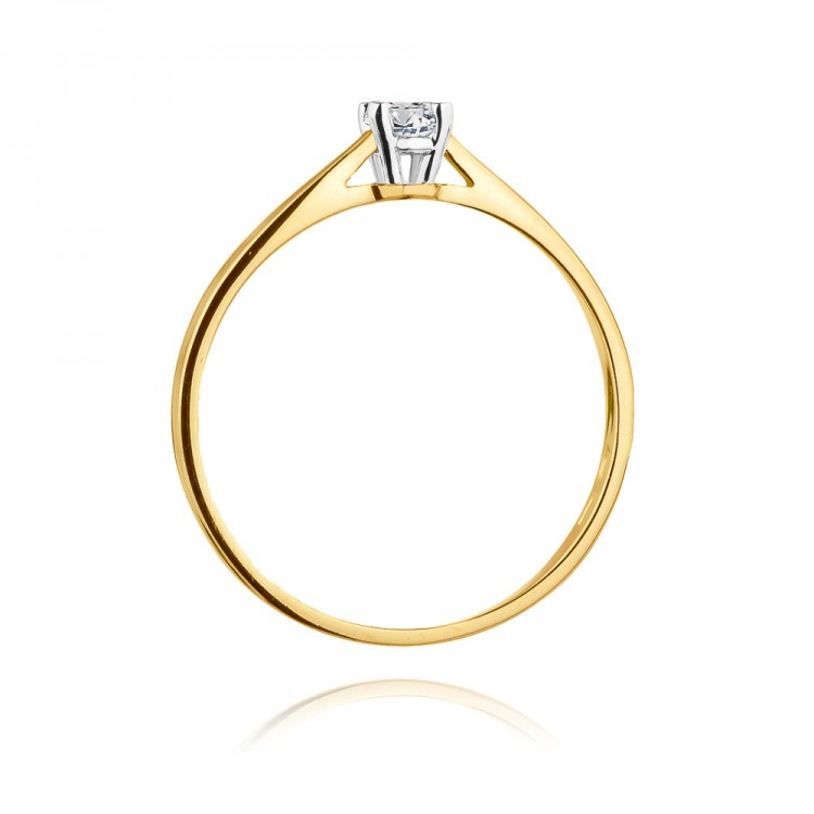 Pierścionek z żółtego złota z diamentem - próba 585 0,15CT W-335A