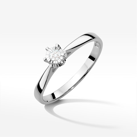 Pierścionek z białego złota z diamentem - próba 585 0,05CT PV-171B