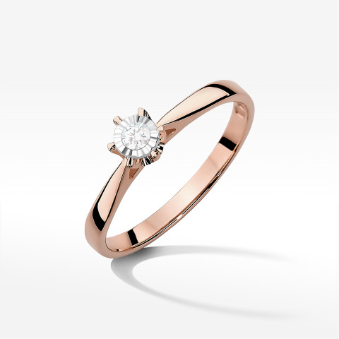 Pierścionek z różowego złota z diamentem - próba 585 0,05CT PV-171C