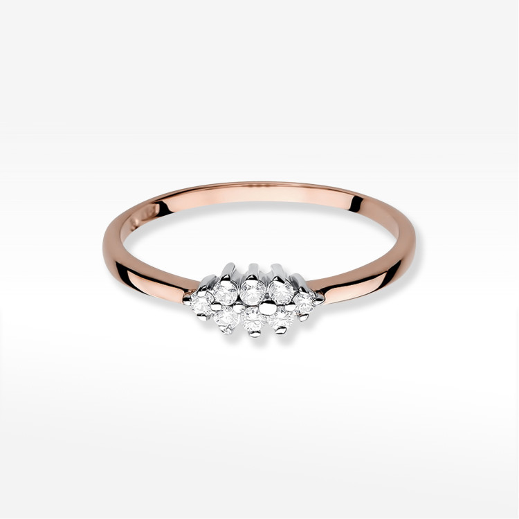 Pierścionek W0427 z diamentami różowe złoto