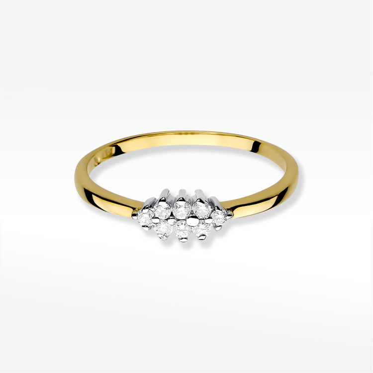 Pierścionek z żółtego złota z diamentami  - próba 585 0,12CT W-427A