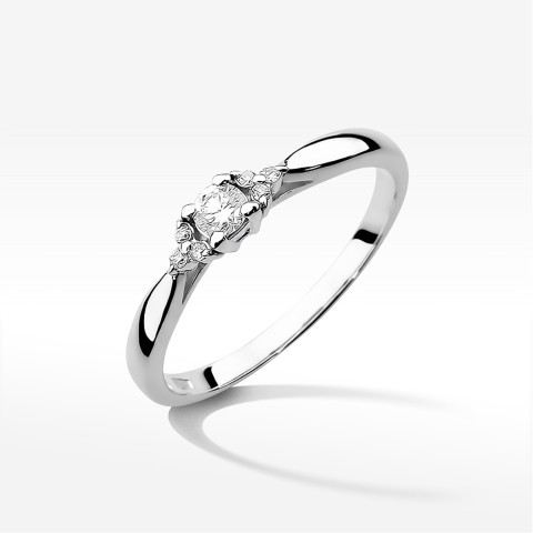 Pierścionek z białego złota z diamentami  - próba 585 0,13CT PV-199B