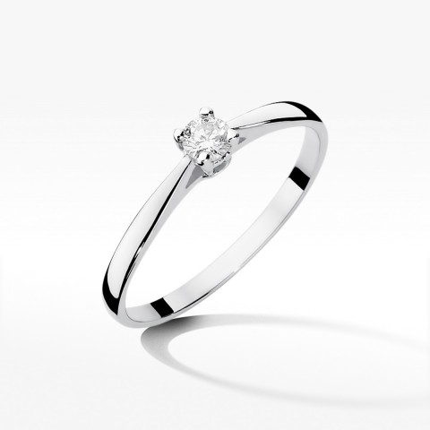 Pierścionek z białego złota z diamentem - próba 585 0,15CT W-335B