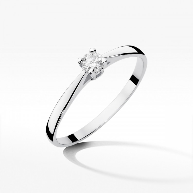 Pierścionek z białego złota z diamentem - próba 585 0,15CT W-335B