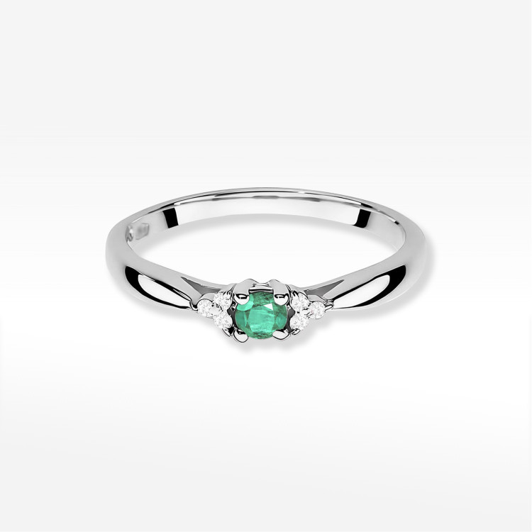 Pierścionek z białego złota ze szmaragdem - próba 585 0,18CT PV-199BSZ