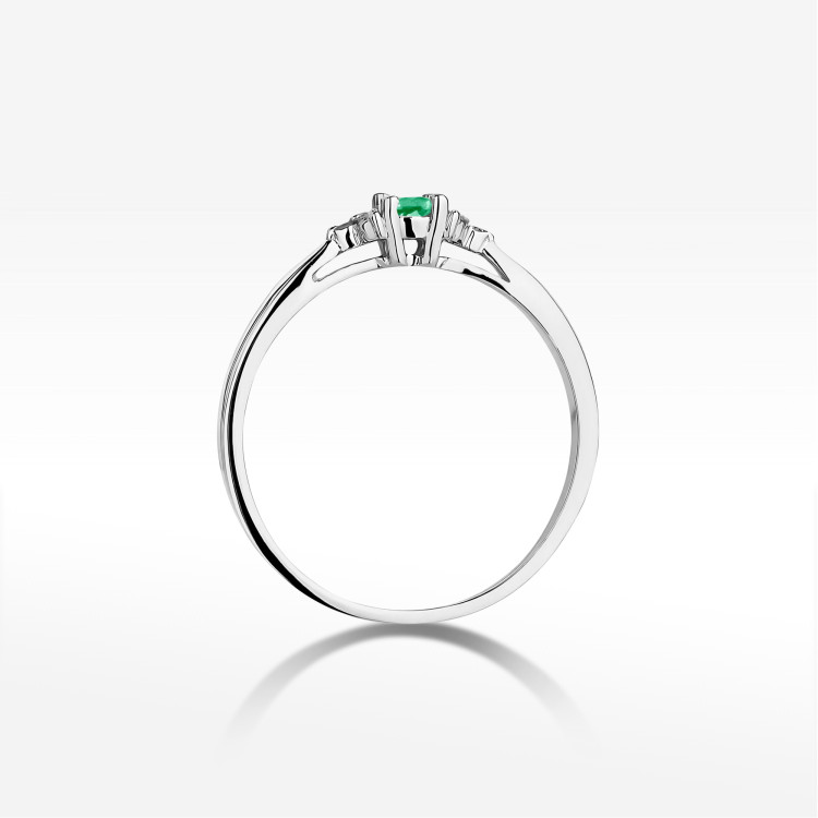 Pierścionek z białego złota ze szmaragdem - próba 585 0,18CT PV-199BSZ