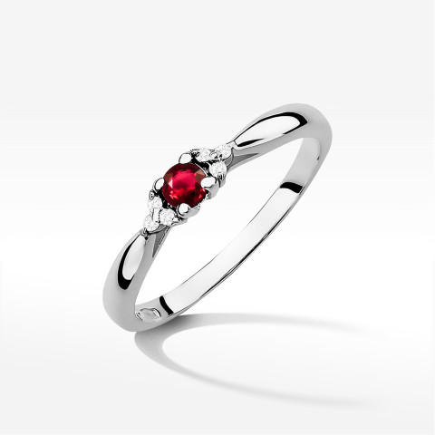 Pierścionek z białego złota z rubinem - próba 585 0,18CT PV-199BR