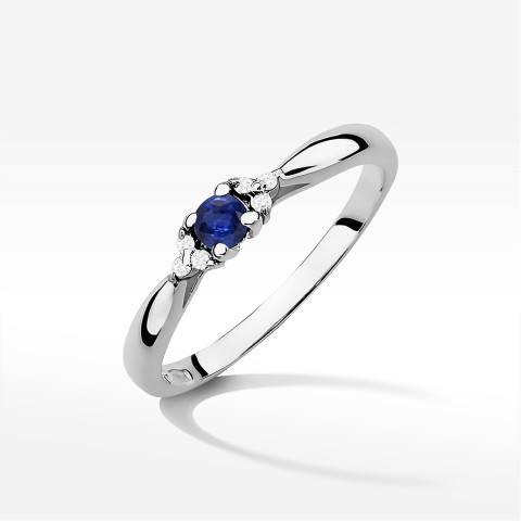 Pierścionek z białego złota z szafirem - próba 585 0,18CT PV-199BS
