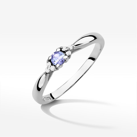 Pierścionek z białego złota z tanzanitem - próba 585 0,18CT PV-199BTan