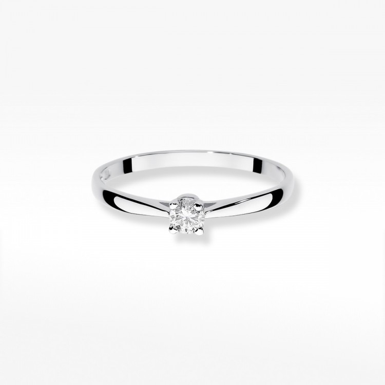 Pierścionek z białego złota z diamentem - próba 585 0,15CT W-335B