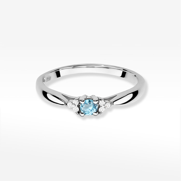 Pierścionek z białego złota z topazem Swiss - próba 585 0,18CT PV-199BTOP