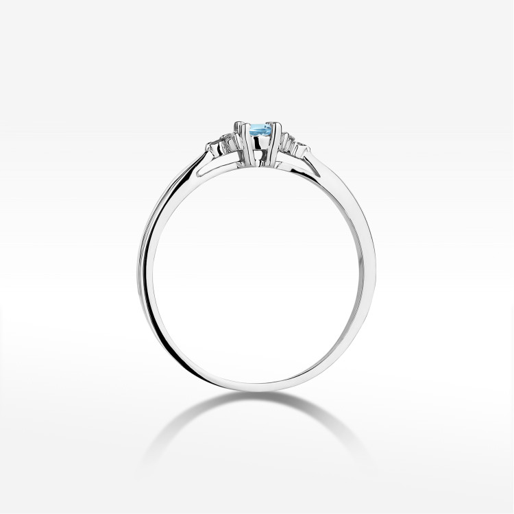 Pierścionek z białego złota z topazem Swiss - próba 585 0,18CT PV-199BTOP