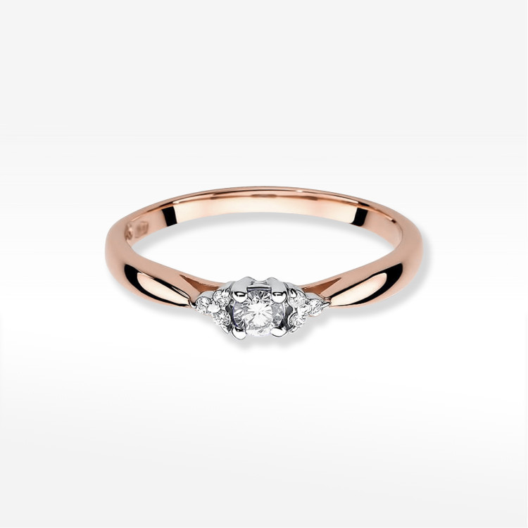 Pierścionek z różowego złota z diamentami  - próba 585 0,13CT PV-199C