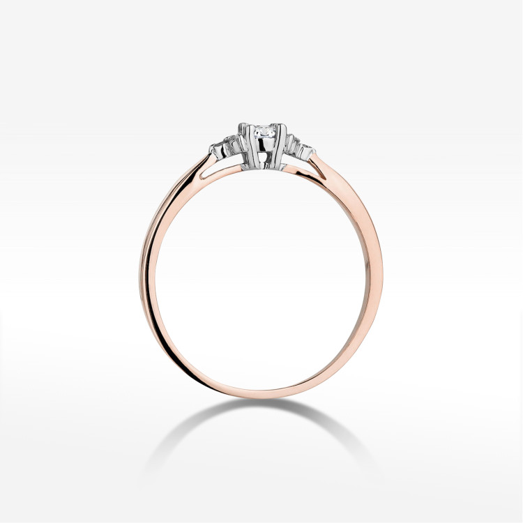 Pierścionek z różowego złota z diamentami  - próba 585 0,13CT PV-199C