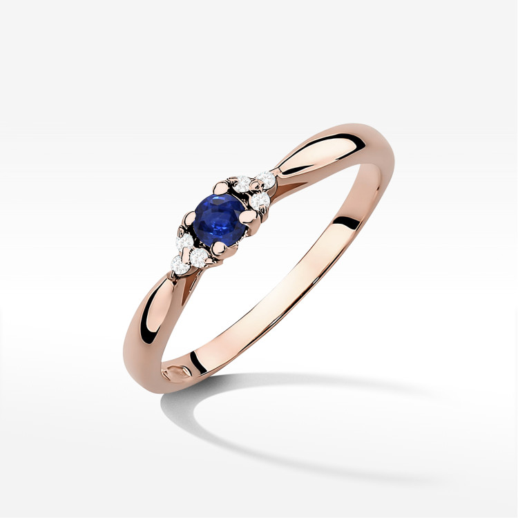 Pierścionek z różowego złota z szafirem - próba 585 0,18CT PV-199CS