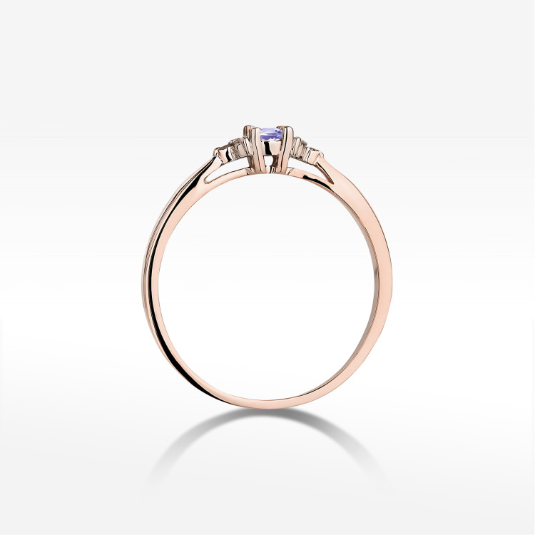 Pierścionek z różowego złota z tanzanitem - próba 585 0,18CT PV-199CTan
