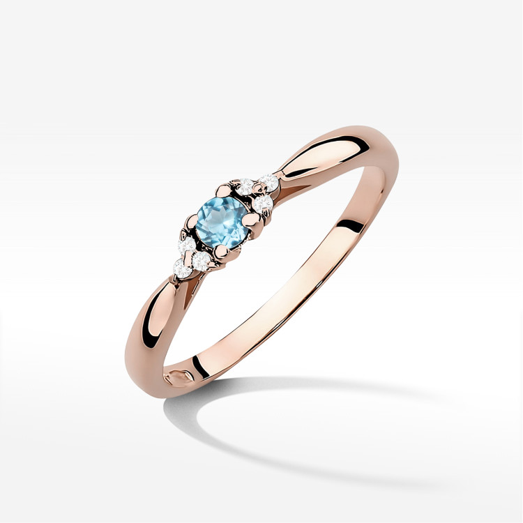 Pierścionek z różowego złota z topazem Swiss - próba 585 0,18CT PV-199CTOP