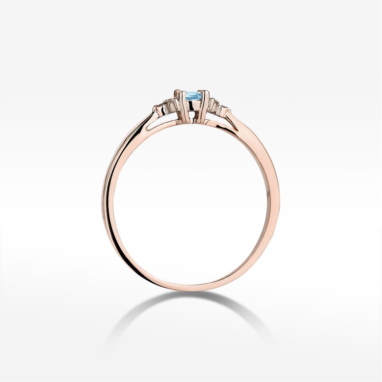 Pierścionek z różowego złota z topazem Swiss - próba 585 0,18CT PV-199CTOP
