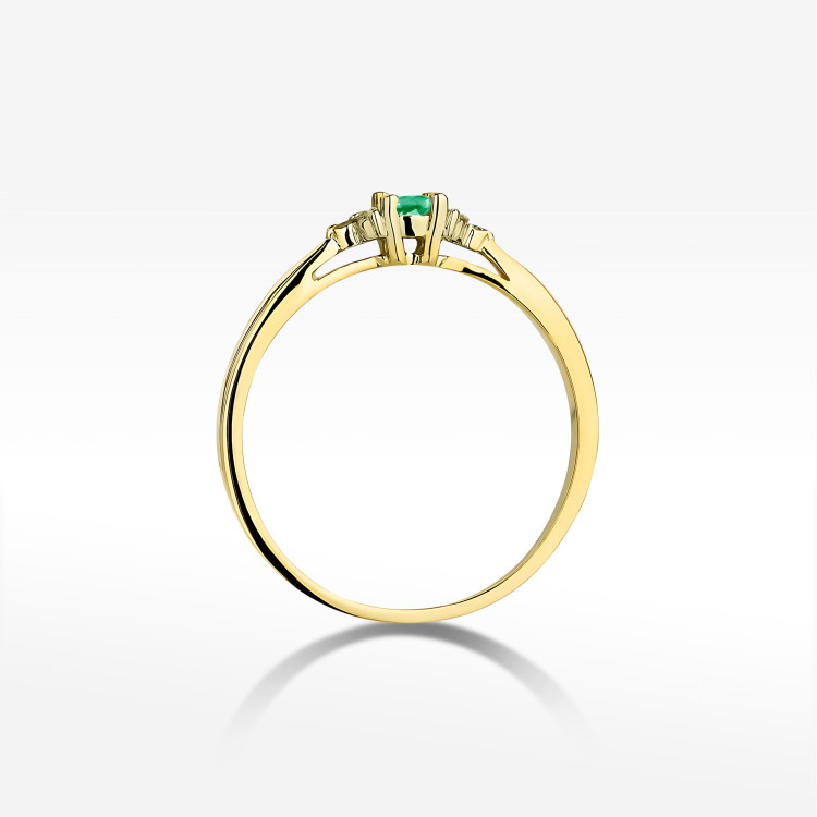 Pierścionek z żółtego złota ze szmaragdem - próba 585 0,18CT PV-199ASZ