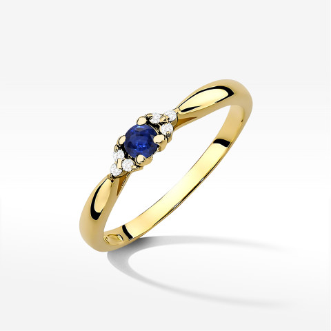 Pierścionek z żółtego złota z szafirem - próba 585 0,18CT PV-199AS