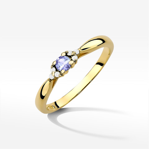 Pierścionek z żółtego złota z tanzanitem - próba 585 0,18CT PV-199ATan