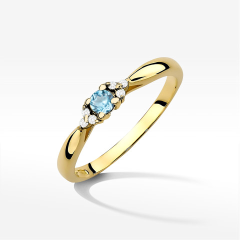 Pierścionek z żółtego złota z topazem Swiss - próba 585 0,18CT PV-199ATOP