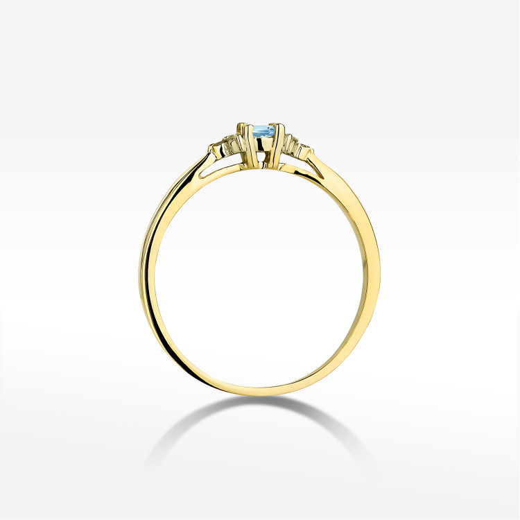 Pierścionek z żółtego złota z topazem Swiss - próba 585 0,18CT PV-199ATOP