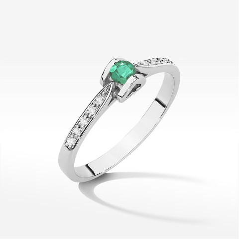 Pierścionek W0435 Szmaragd 0,15ct białe złoto