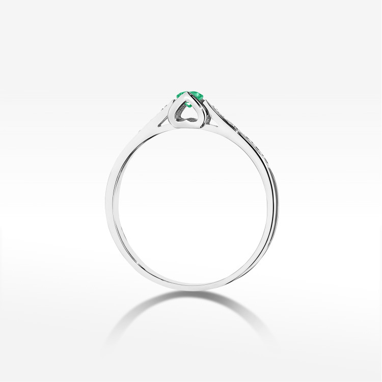 Pierścionek W0435 Szmaragd 0,15ct białe złoto