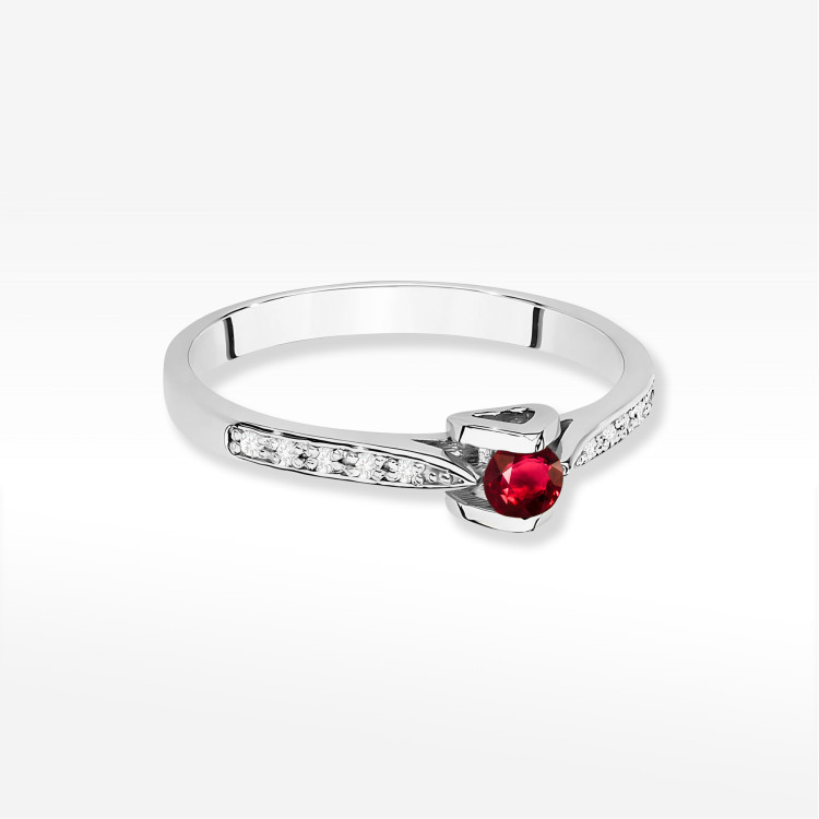 Pierścionek W0435 Rubin 0,15ct białe złoto