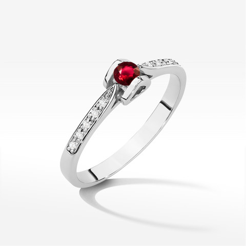 Pierścionek W0435 Rubin 0,15ct białe złoto
