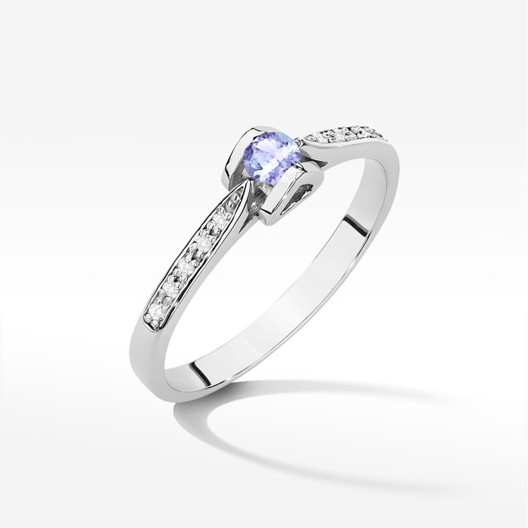 Pierścionek W0435 Tanzanit 0,15ct białe złoto