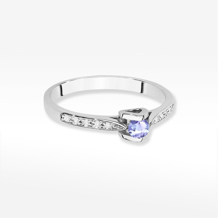 Pierścionek W0435 Tanzanit 0,15ct białe złoto