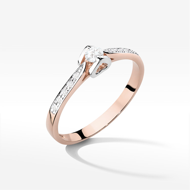 Pierścionek W0435 Diament 0,10ct różowe złoto