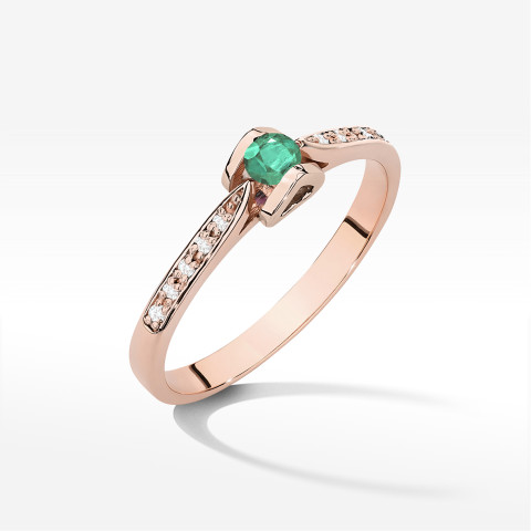 Pierścionek W0435 Szmaragd 0,15ct różowe złoto