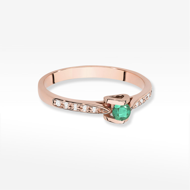 Pierścionek W0435 Szmaragd 0,15ct różowe złoto