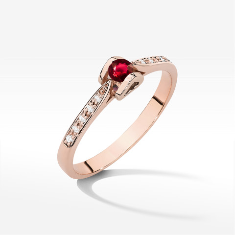Pierścionek W0435 Rubin 0,15ct różowe złoto