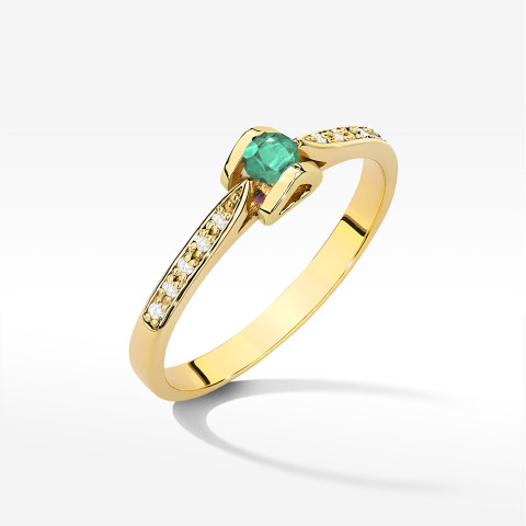 Pierścionek W0435 Szmaragd 0,15ct żółte złoto