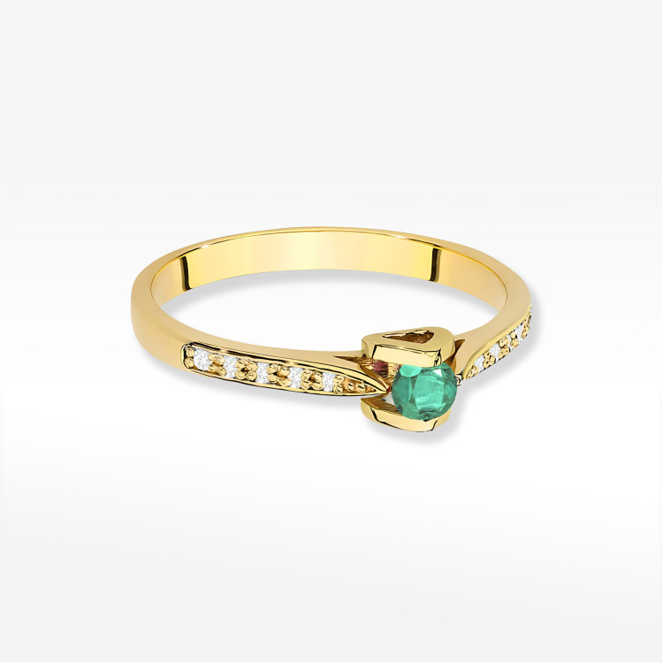 Pierścionek W0435 Szmaragd 0,15ct żółte złoto